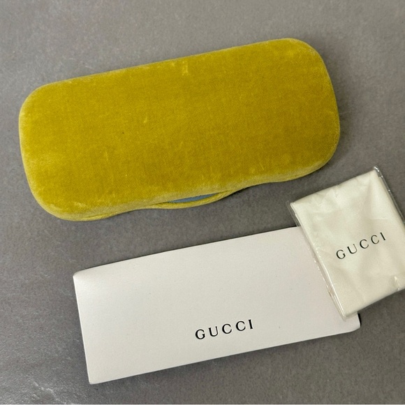 Gucci Velvet Chartreuse Light Blue Medium Sunglass Glasses Case NEW - Picture 2 of 5